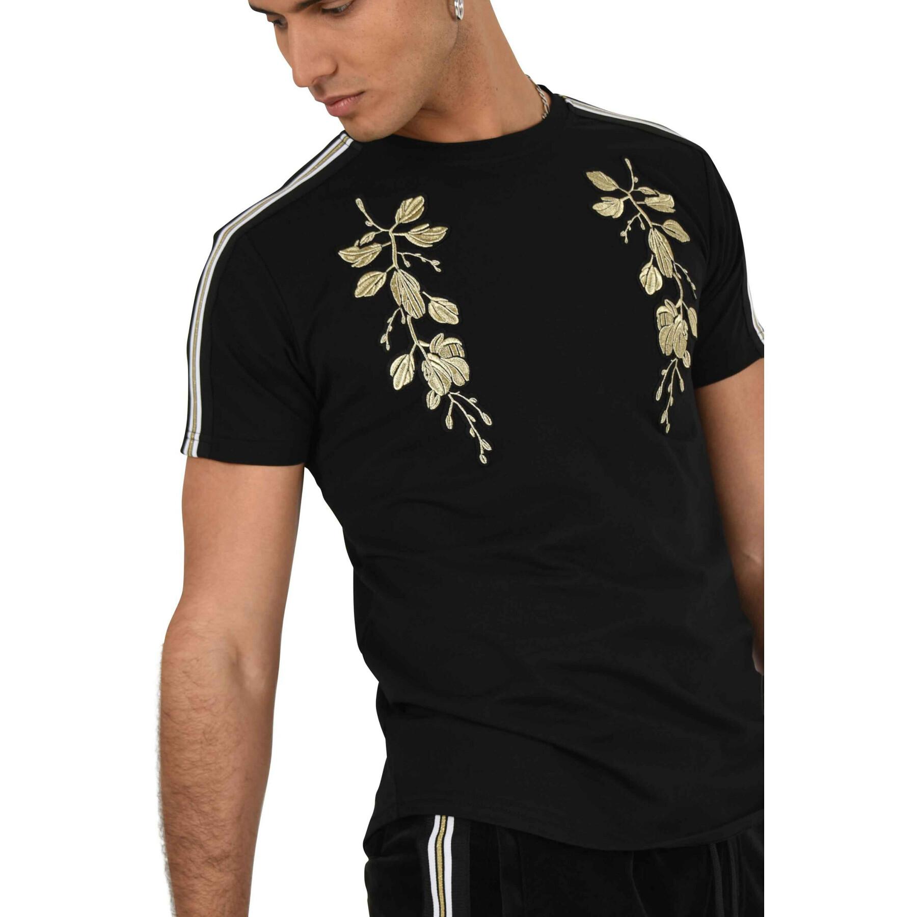T-shirt met ronde hals en contrasterende strepen Project X Paris patch floral